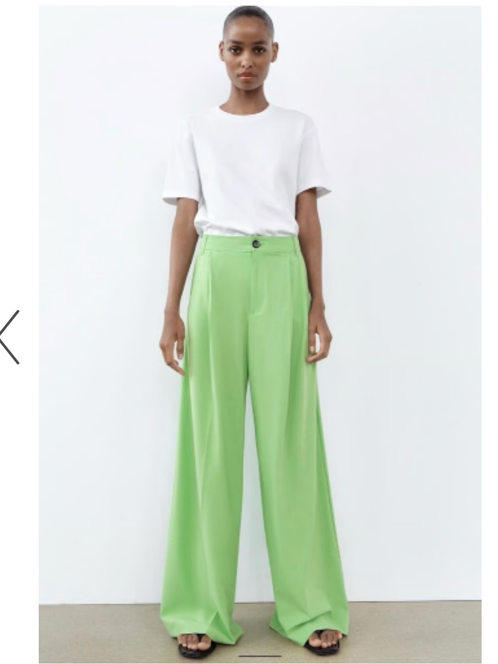 Zara green pleated wide leg flare dress pants S